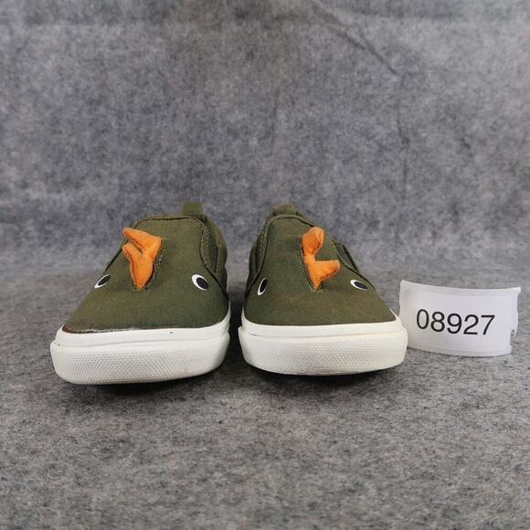 Old Navy Shoes Kids 8 Sneakers Dinosaur Slip On Canvas Toddler Green Orange Dino - Picture 3 of 12